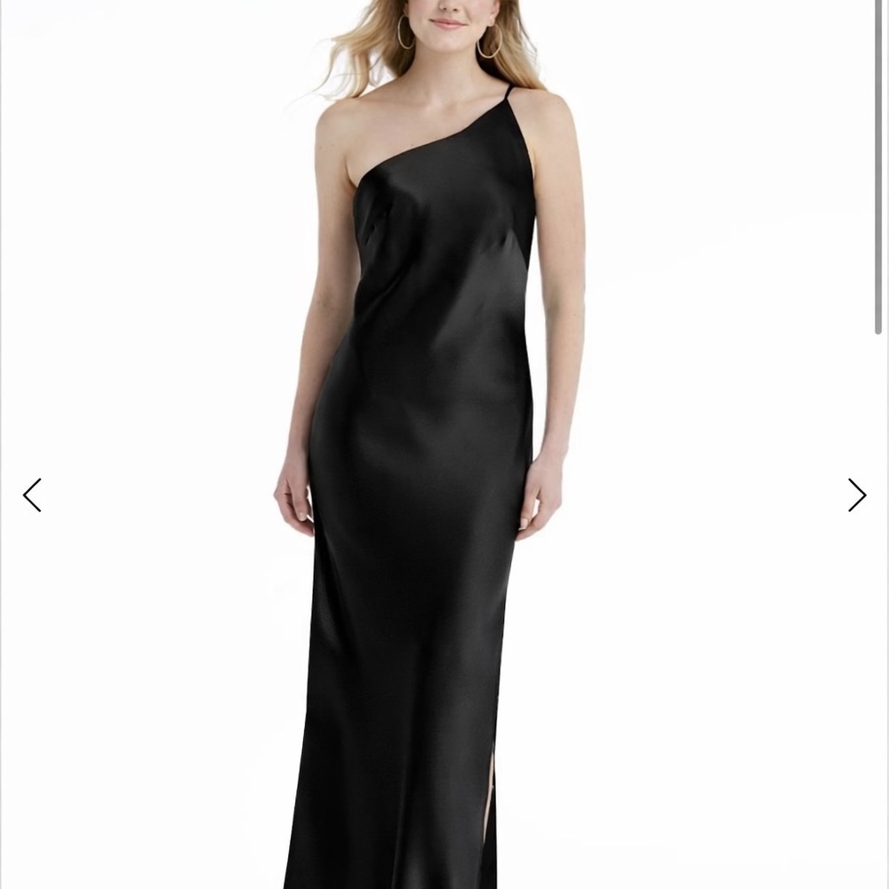 Silk One-Shoulder Black Dress